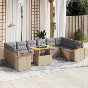 Maison exclusive - salon de jardin 11 pcs avec coussins beige résine tressée