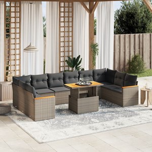 Maison exclusive - salon de jardin 11 pcs avec coussins gris résine tressée