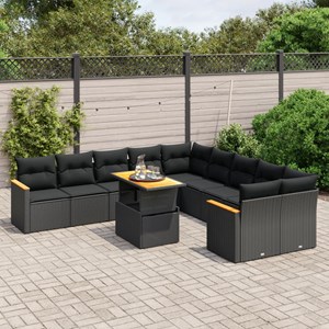 Maison exclusive - salon de jardin 11 pcs avec coussins noir résine tressée
