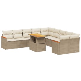 Maison exclusive - salon de jardin 11 pcs avec coussins beige résine tressée
