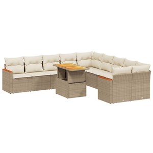 Maison exclusive - salon de jardin 11 pcs avec coussins beige résine tressée