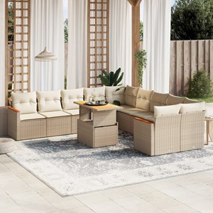 Maison exclusive - salon de jardin 11 pcs avec coussins beige résine tressée