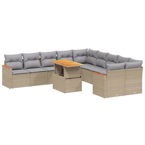 Maison exclusive - salon de jardin 11 pcs avec coussins beige résine tressée