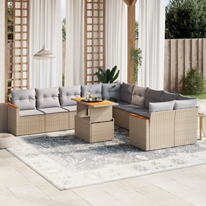 Maison exclusive - salon de jardin 11 pcs avec coussins beige résine tressée