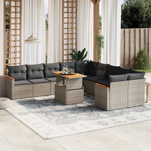 Maison exclusive - salon de jardin 11 pcs avec coussins gris résine tressée