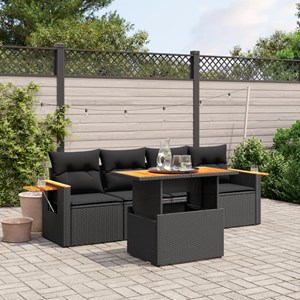 Maison exclusive - salon de jardin 5 pcs avec coussins noir résine tressée
