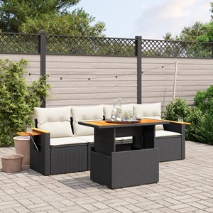 Maison exclusive - salon de jardin 5 pcs avec coussins noir résine tressée