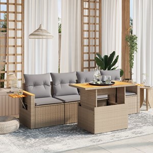 Maison exclusive - salon de jardin avec coussins 5 pcs beige résine tressée