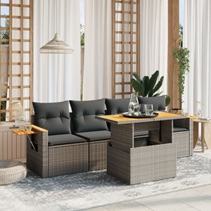 Maison exclusive - salon de jardin 5 pcs avec coussins gris résine tressée