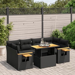 Maison exclusive - salon de jardin 7 pcs avec coussins noir résine tressée