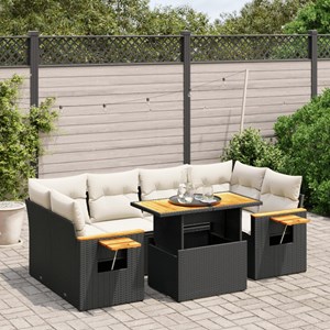 Maison exclusive - salon de jardin 7 pcs avec coussins noir résine tressée