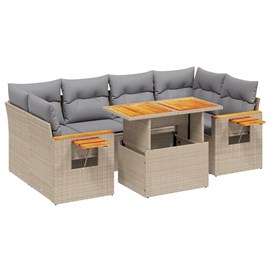 Maison exclusive - salon de jardin avec coussins 7 pcs beige résine tressée