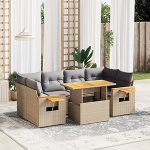Maison exclusive - salon de jardin avec coussins 7 pcs beige résine tressée