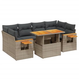 Maison exclusive - salon de jardin avec coussins 7 pcs gris résine tressée