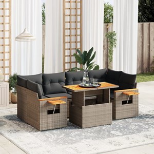 Maison exclusive - salon de jardin avec coussins 7 pcs gris résine tressée
