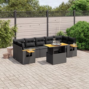 Maison exclusive - salon de jardin 8 pcs avec coussins noir résine tressée