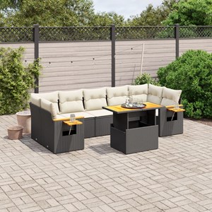 Maison exclusive - salon de jardin 8 pcs avec coussins noir résine tressée