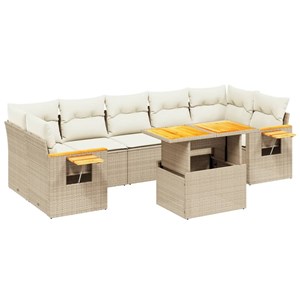 Maison exclusive - salon de jardin avec coussins 8 pcs beige résine tressée