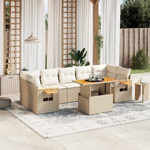Maison exclusive - salon de jardin avec coussins 8 pcs beige résine tressée