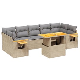 Maison exclusive - salon de jardin avec coussins 8 pcs beige résine tressée