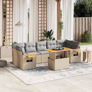 Maison exclusive - salon de jardin avec coussins 8 pcs beige résine tressée