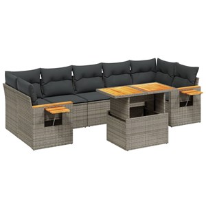 Maison exclusive - salon de jardin 8 pcs avec coussins gris résine tressée