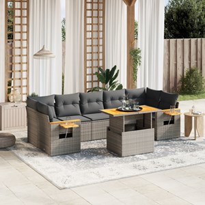 Maison exclusive - salon de jardin 8 pcs avec coussins gris résine tressée