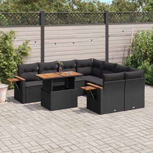 Maison exclusive - salon de jardin 9 pcs avec coussins noir résine tressée