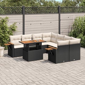Maison exclusive - salon de jardin 9 pcs avec coussins noir résine tressée