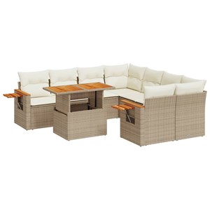 Maison exclusive - salon de jardin avec coussins 9 pcs beige résine tressée