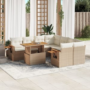 Maison exclusive - salon de jardin avec coussins 9 pcs beige résine tressée