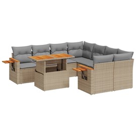 Maison exclusive - salon de jardin avec coussins 9 pcs beige résine tressée