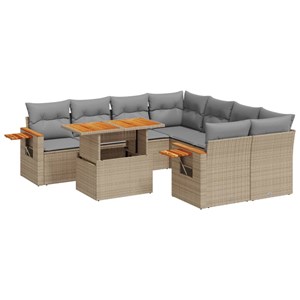 Maison exclusive - salon de jardin avec coussins 9 pcs beige résine tressée