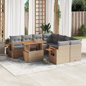 Maison exclusive - salon de jardin avec coussins 9 pcs beige résine tressée