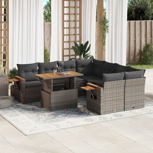 Maison exclusive - salon de jardin 9 pcs avec coussins gris résine tressée