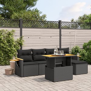 Maison exclusive - salon de jardin 6 pcs avec coussins noir résine tressée