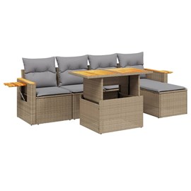 Maison exclusive - salon de jardin avec coussins 6 pcs beige résine tressée