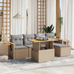 Maison exclusive - salon de jardin avec coussins 6 pcs beige résine tressée