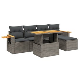 Maison exclusive - salon de jardin 6 pcs avec coussins gris résine tressée