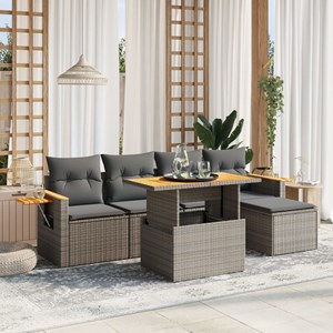 Maison exclusive - salon de jardin 6 pcs avec coussins gris résine tressée