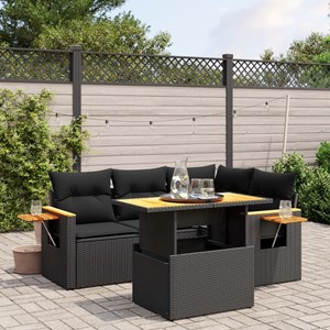 Maison exclusive - salon de jardin 5 pcs avec coussins noir résine tressée