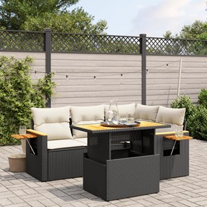 Maison exclusive - salon de jardin 5 pcs avec coussins noir résine tressée