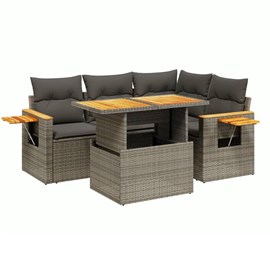 Maison exclusive - salon de jardin 5 pcs avec coussins gris résine tressée