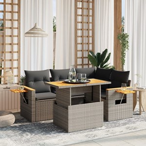 Maison exclusive - salon de jardin 5 pcs avec coussins gris résine tressée