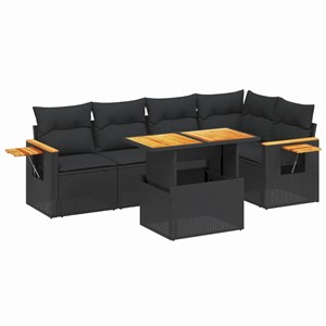 Maison exclusive - salon de jardin 6 pcs avec coussins noir résine tressée