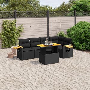Maison exclusive - salon de jardin 6 pcs avec coussins noir résine tressée