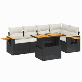 Maison exclusive - salon de jardin 6 pcs avec coussins noir résine tressée