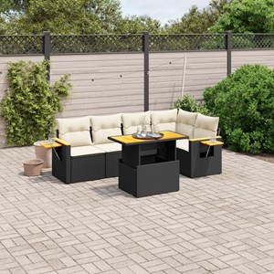 Maison exclusive - salon de jardin 6 pcs avec coussins noir résine tressée