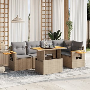 Maison exclusive - salon de jardin avec coussins 6 pcs beige résine tressée