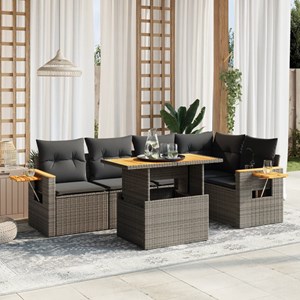 Maison exclusive - salon de jardin 6 pcs avec coussins gris résine tressée